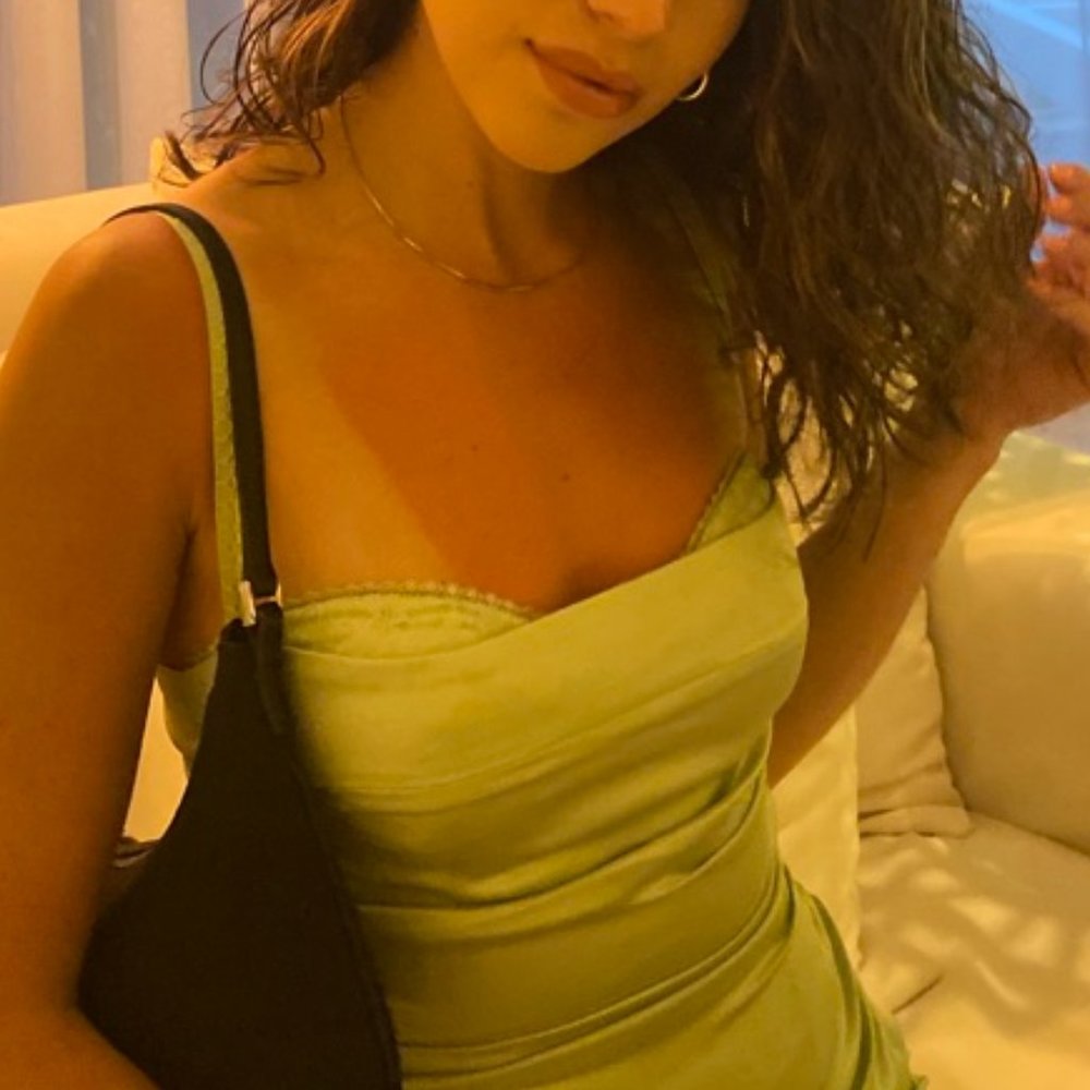 Danielle Guzio Rouched Satin Mini Dress